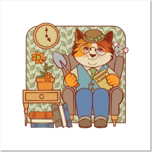 Armchair Gardener Cat and Mouse Posters and Art